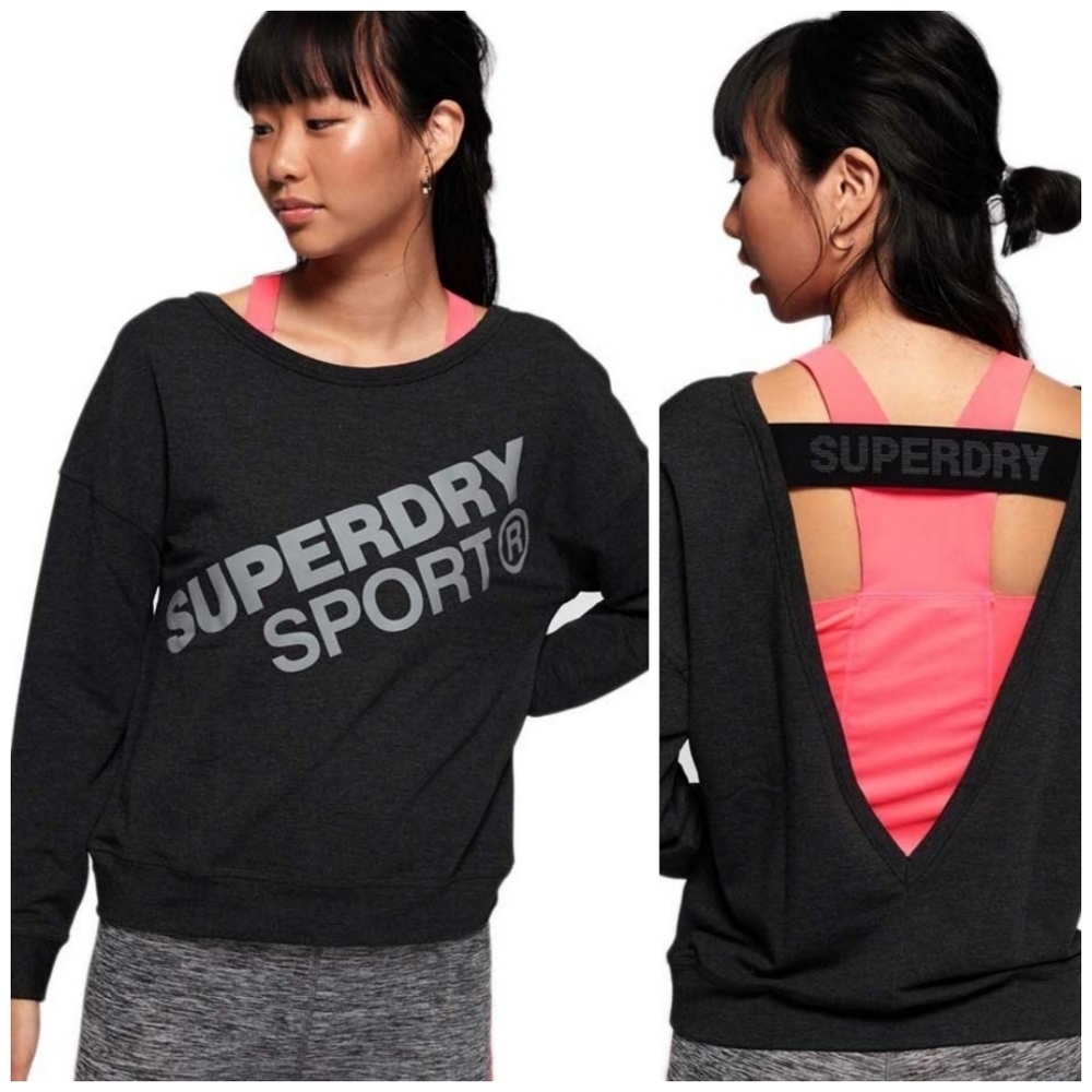 Superdry Active Graphic Crew  sweatshirt  Open back Dark Gray Size 6